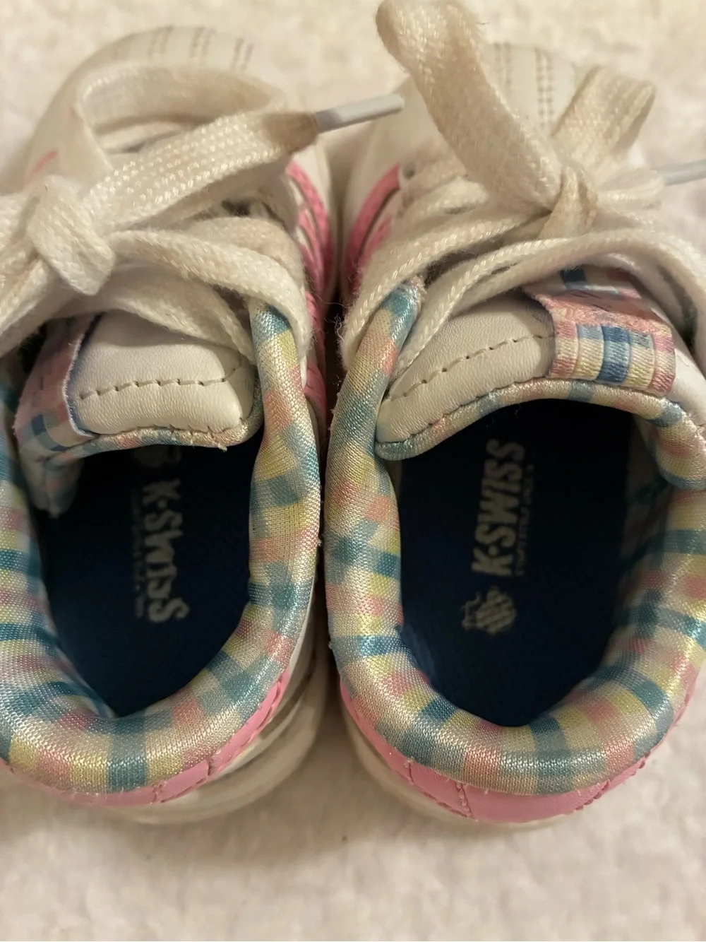 K-Swiss Toddler Baby Classic Sneakers Pink & White Lace-Up Leather Size 5